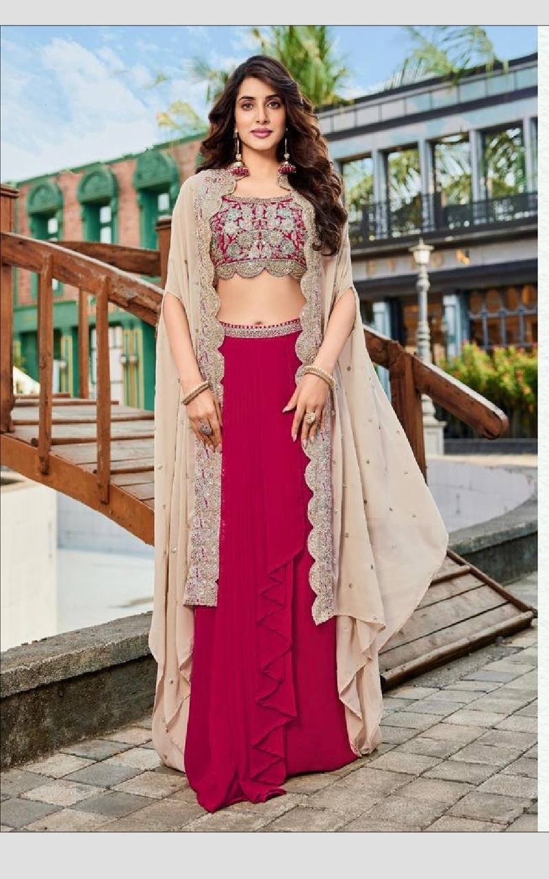 Women’s Pink Georgette Indo-Western Outfit