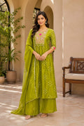Women’s Mal Chanderi Embroidered Anarkali Suit Set