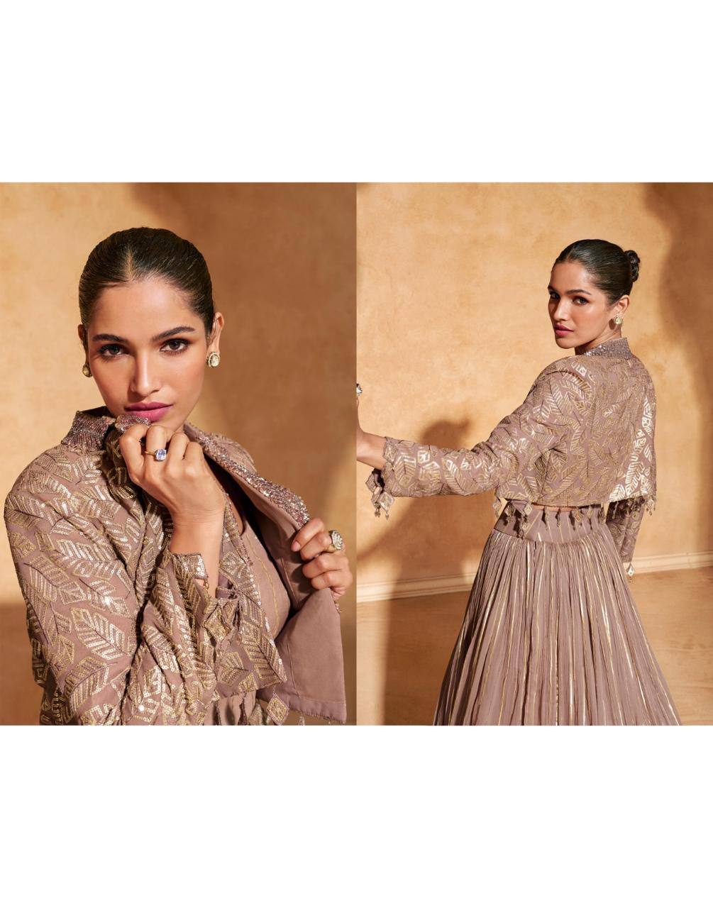 Women’s Premium Chinon Silk & Viscose Jacquard Embroidered Lehenga