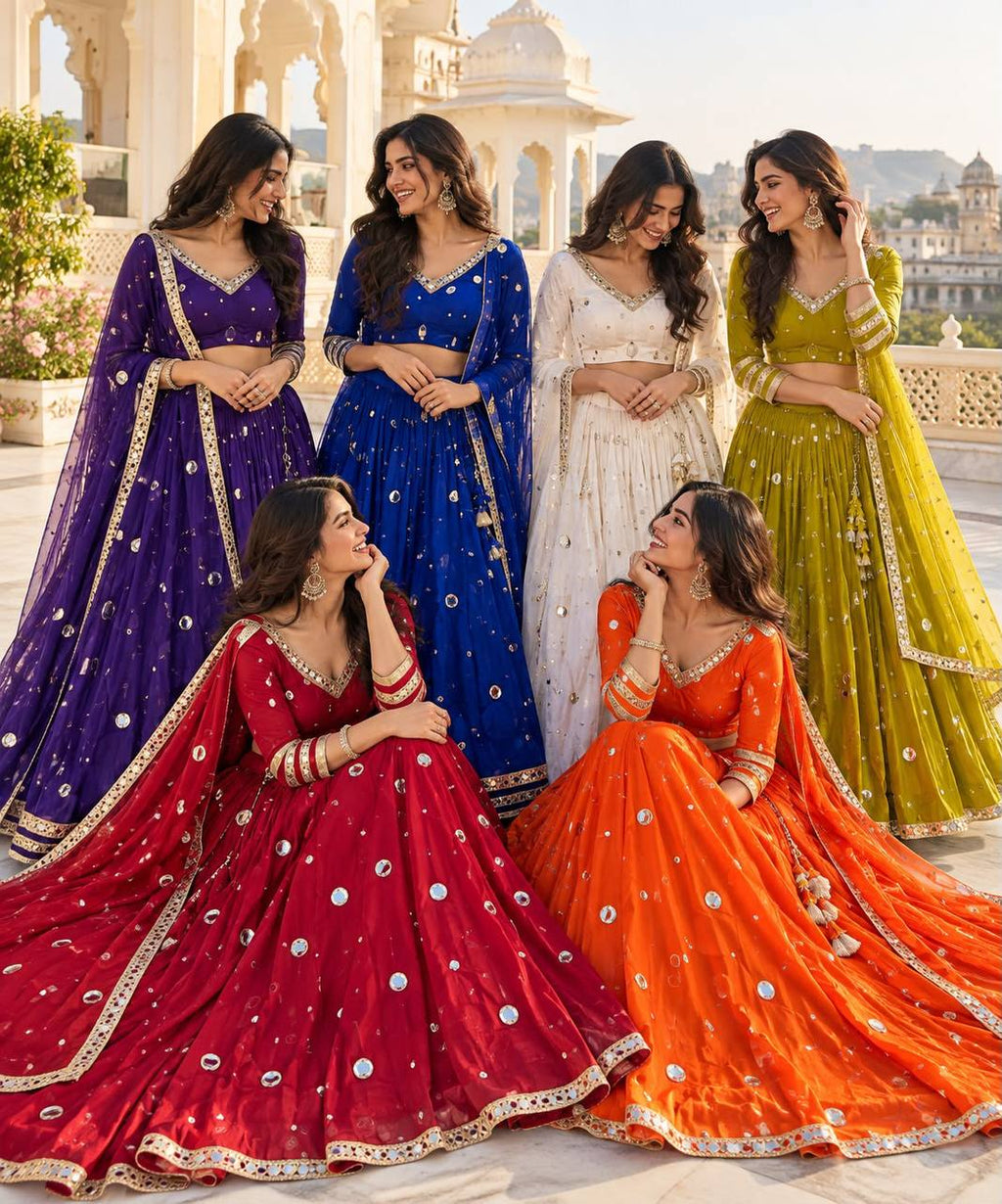 Women’s Faux Georgette Heavy Mirror Work Chaniya Choli Set