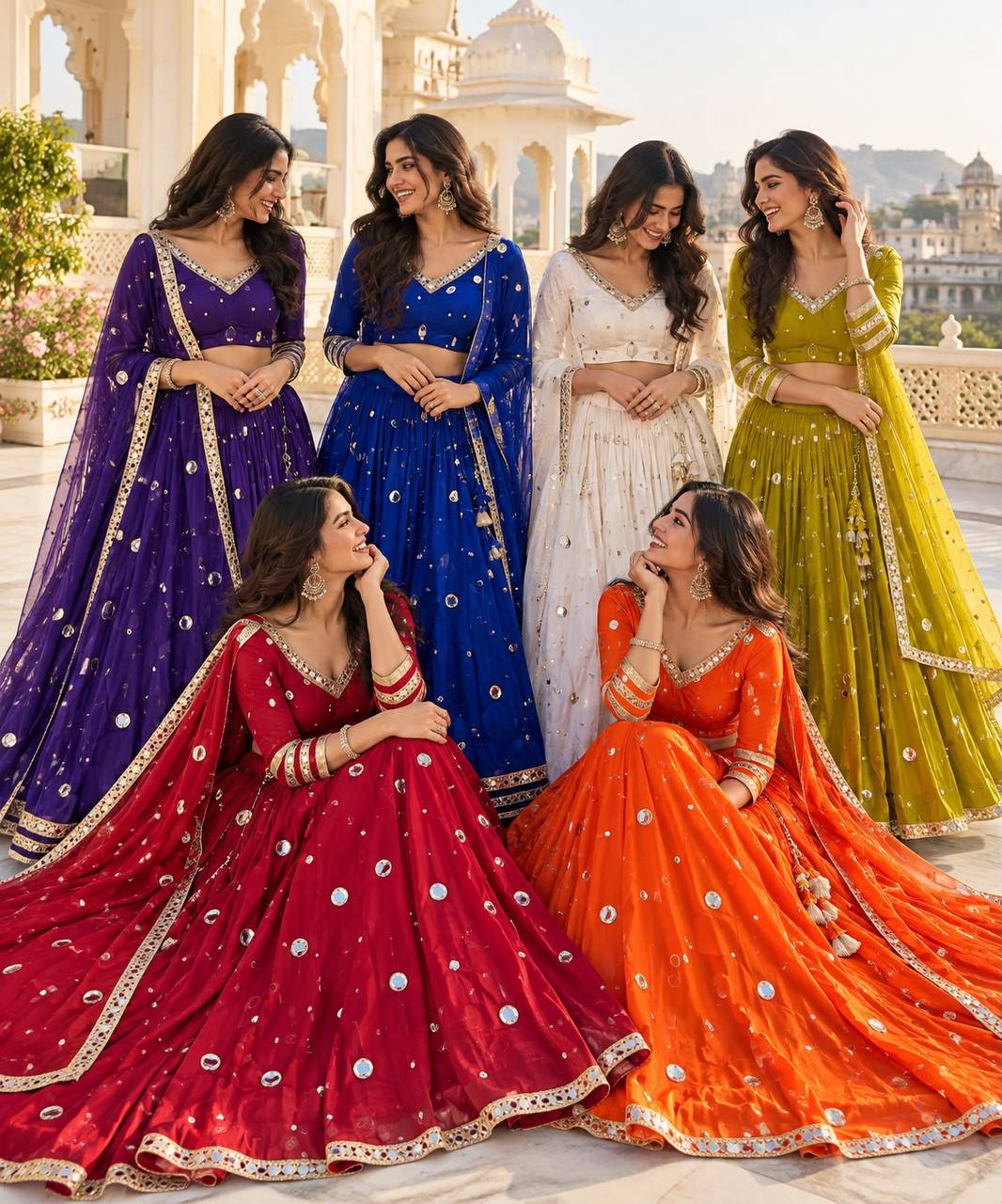 Women’s Faux Georgette Heavy Mirror Work Chaniya Choli Set