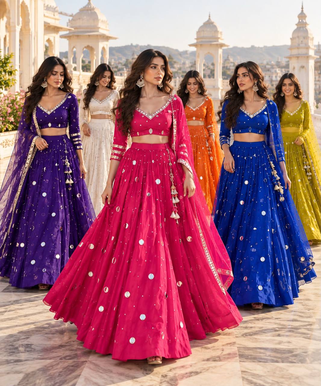 Women’s Faux Georgette Heavy Mirror Work Chaniya Choli Set