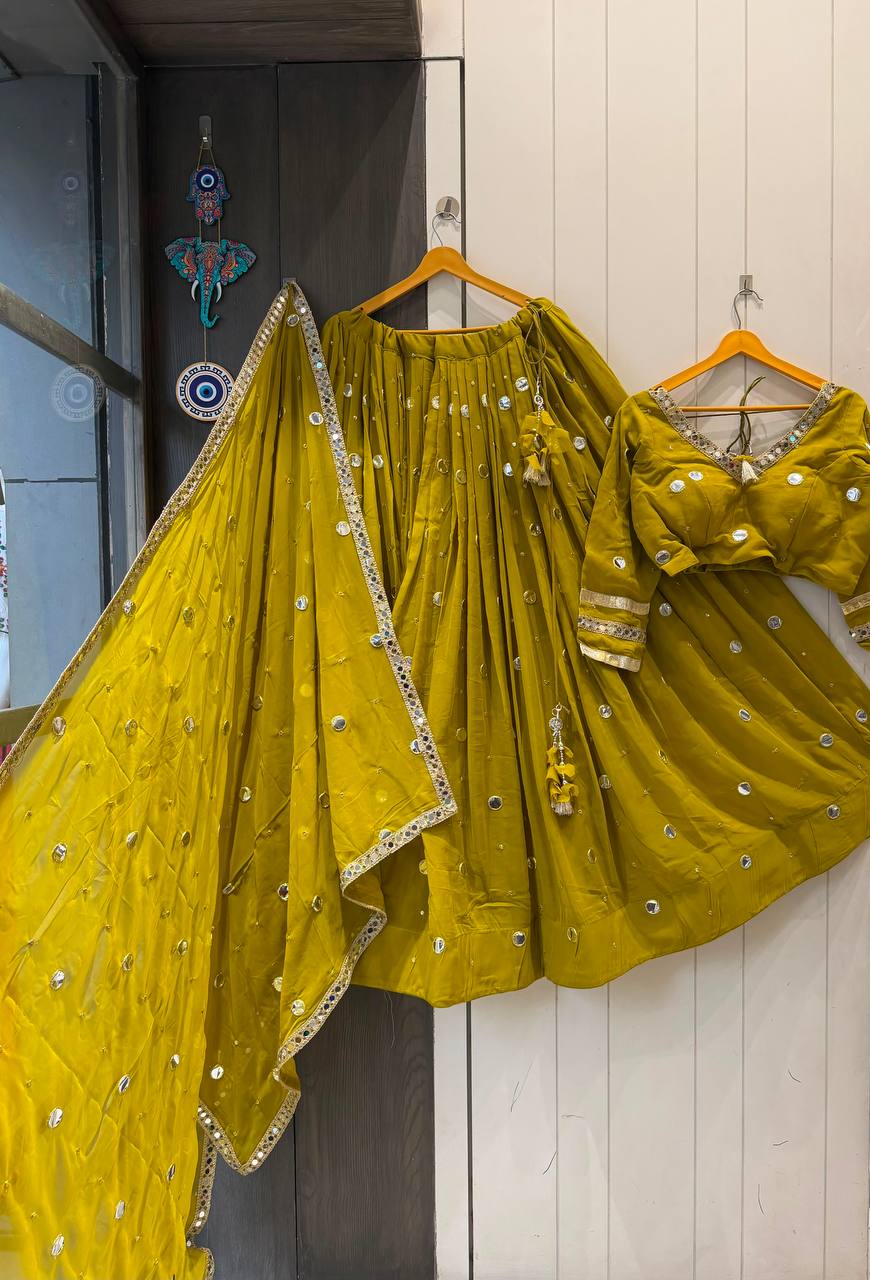 Women’s Faux Georgette Heavy Mirror Work Chaniya Choli Set