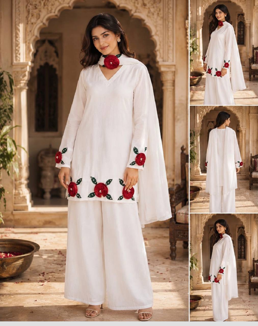 Women’s Mal Chanderi Floral Embroidered Suit Set