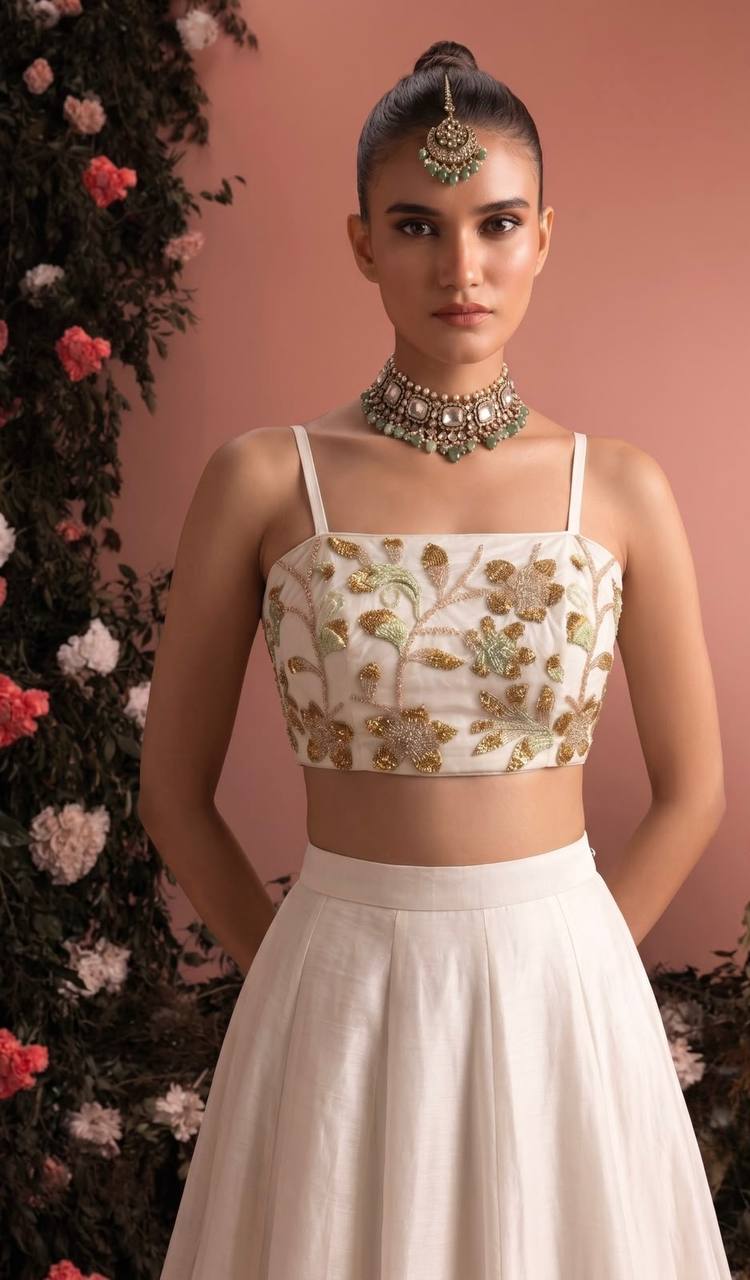 Women’s Readymade 3 Piece Roman Silk Lehenga Set