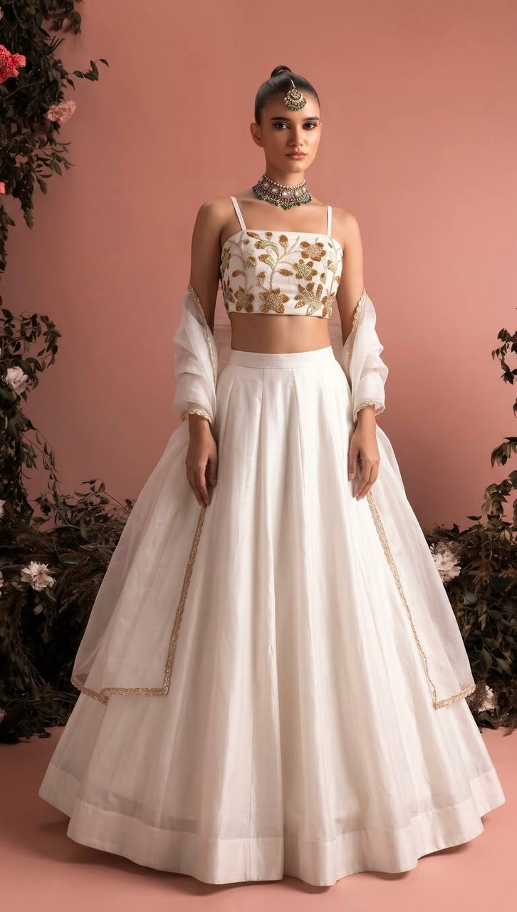 Women’s Readymade 3 Piece Roman Silk Lehenga Set
