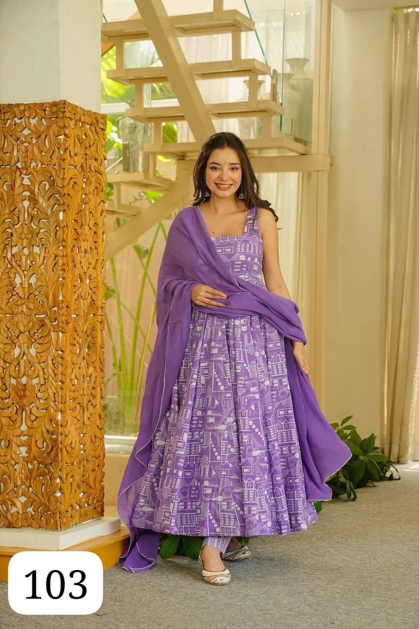 Women’s Muslin Designer Digital Print Anarkali