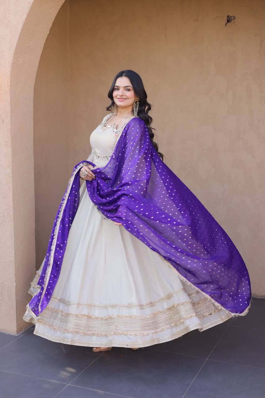 Women’s Cosmos Gown with Real Mirror & Zari Embroidery