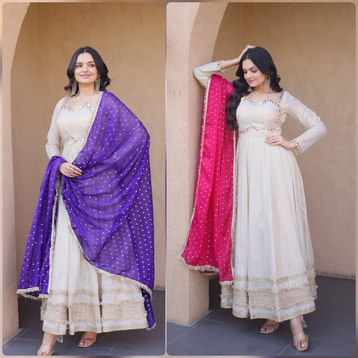 Women’s Cosmos Gown with Real Mirror & Zari Embroidery