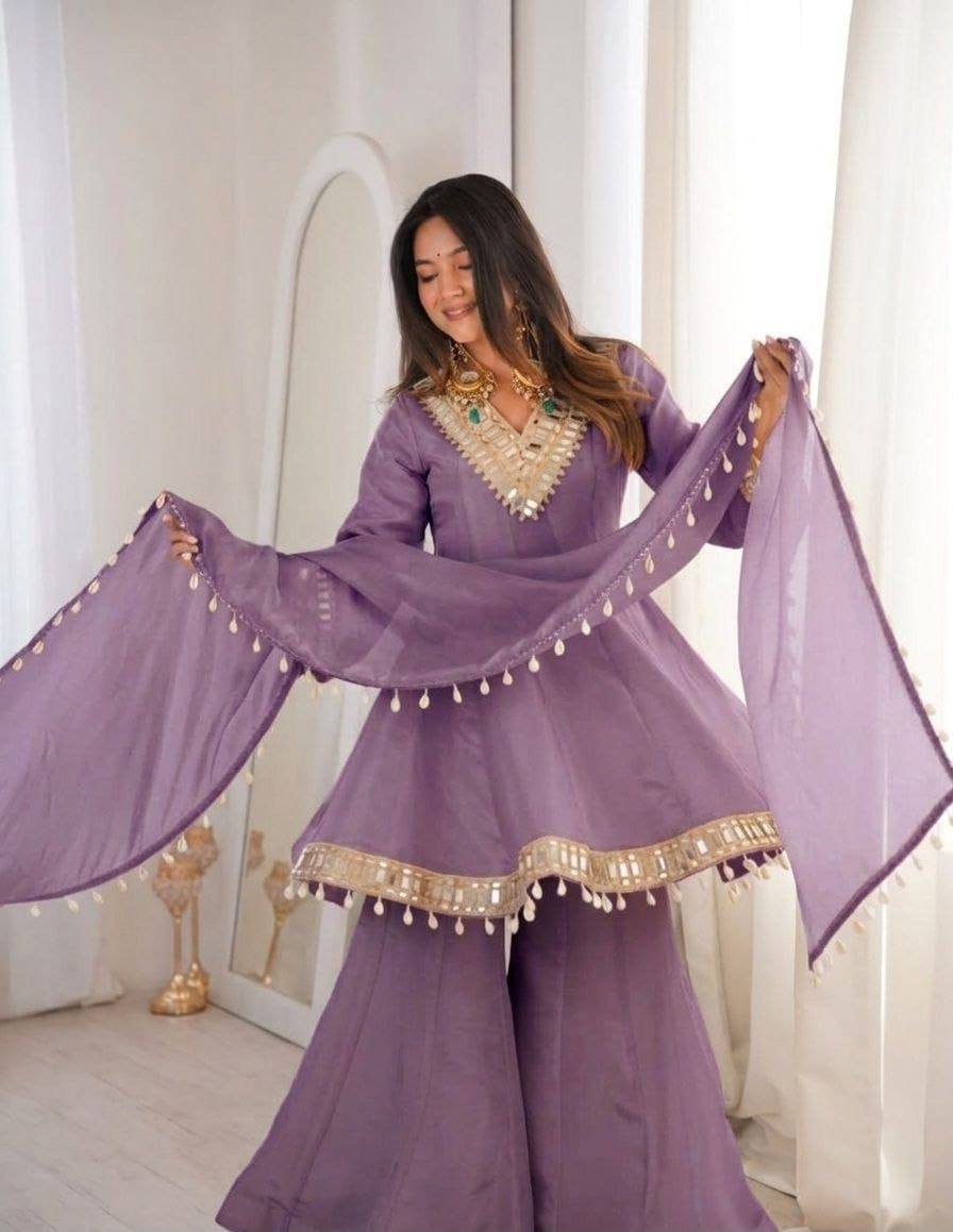 Women's Noor Zari & Mirror Anarkali Set