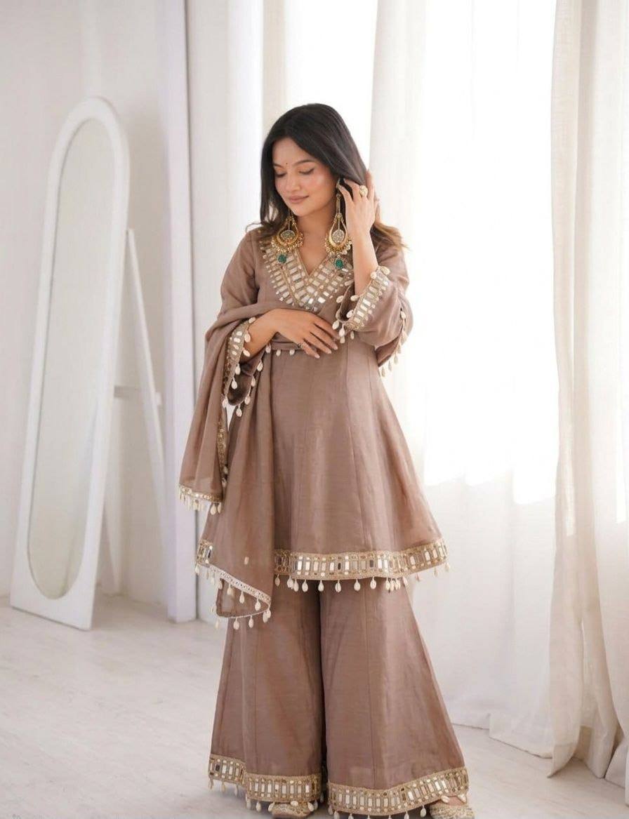 Women's Noor Zari & Mirror Anarkali Set