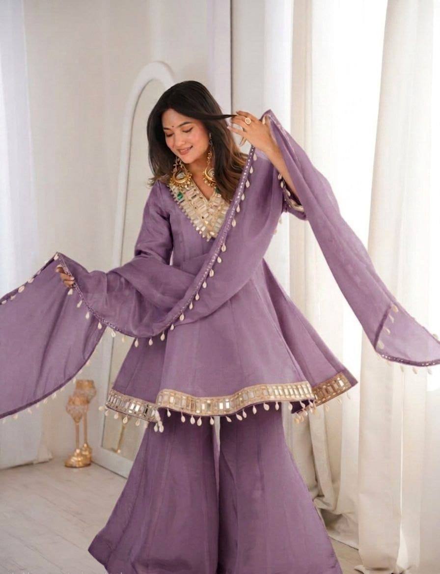 Women's Noor Zari & Mirror Anarkali Set