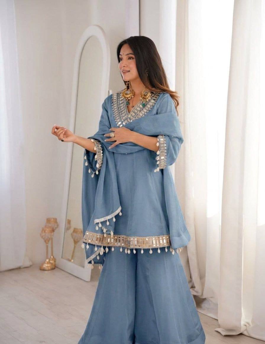 Women's Noor Zari & Mirror Anarkali Set