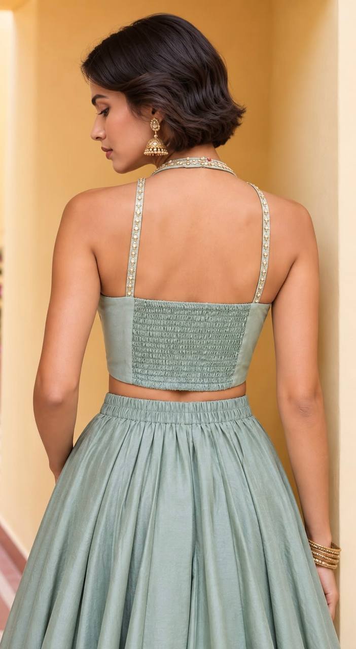 Women's Premium Roman Silk Lehenga Set