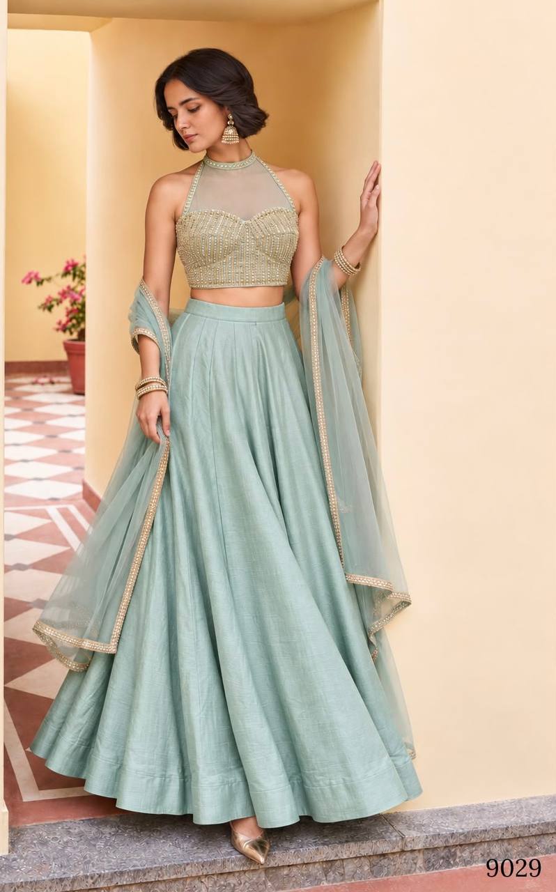 Women's Premium Roman Silk Lehenga Set