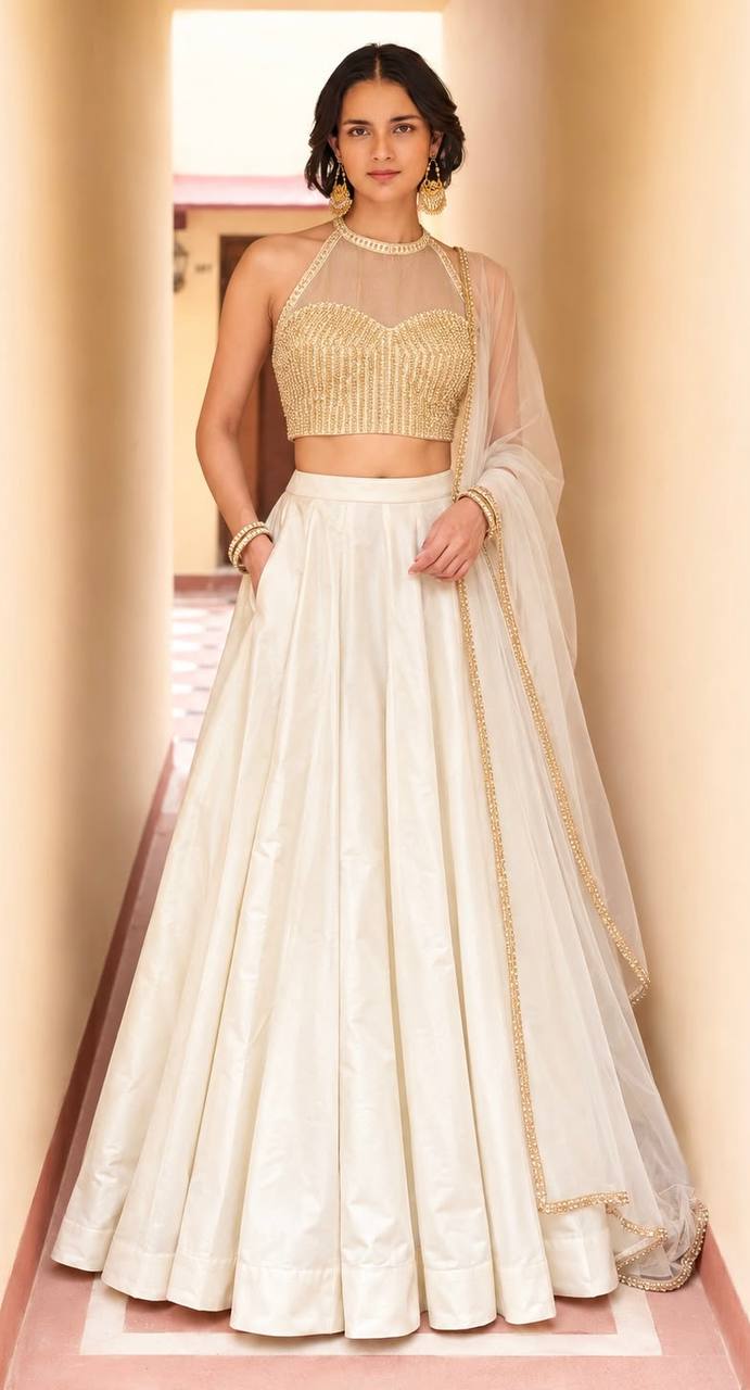 Women's Premium Roman Silk Lehenga Set