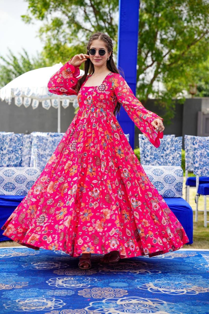 Women’s Heavy Georgette Digital Printed Designer Gown