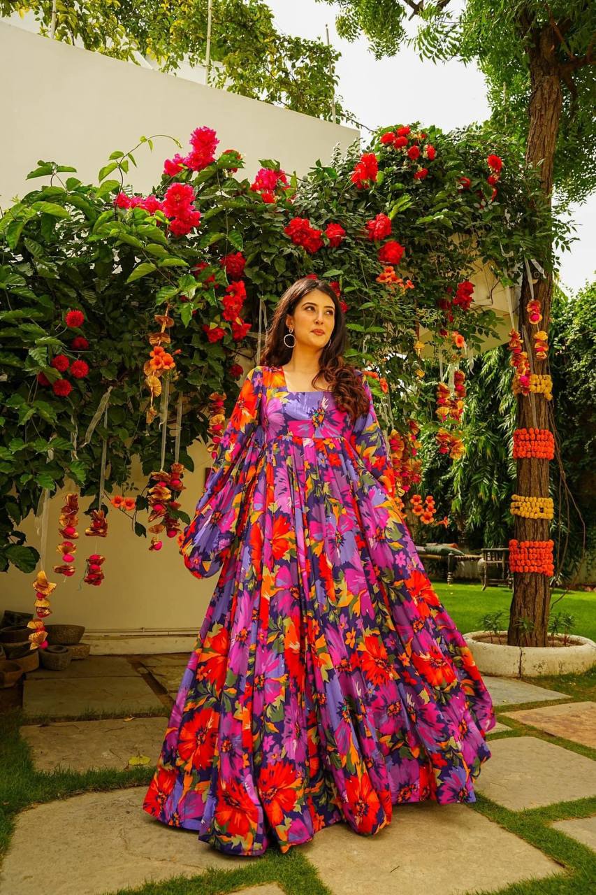 Women’s Heavy Georgette Digital Printed Designer Gown