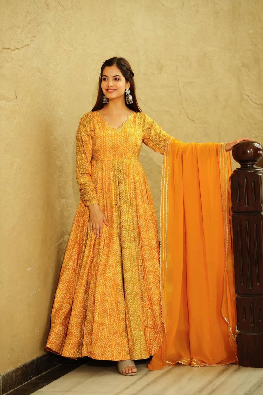 Women’s Heavy Georgette Digital Printed Designer Gown
