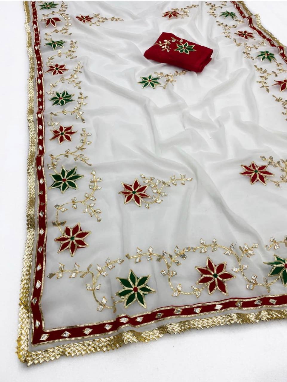 Women’s Hand Charkhi Gotta Patti Georgette Saree