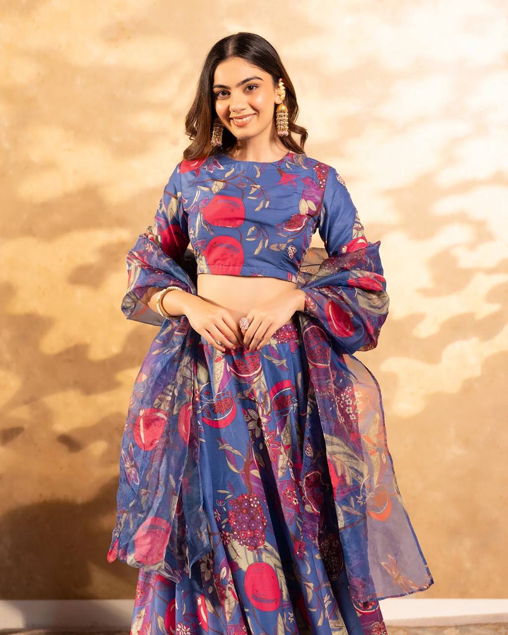 Women’s Heavy Airtex Chinon Digital Print Lehenga Set