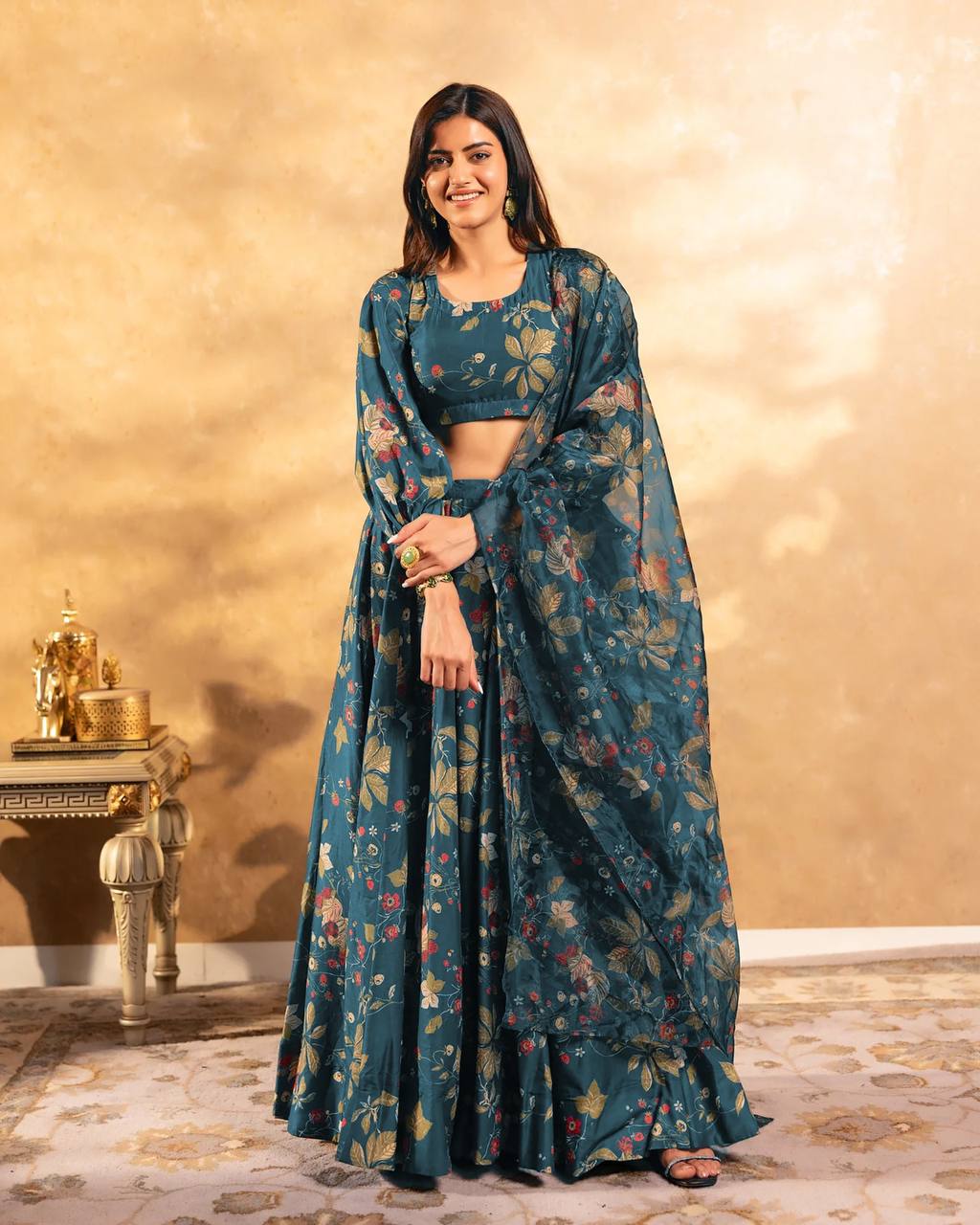 Women’s Heavy Airtex Chinon Digital Print Lehenga Set