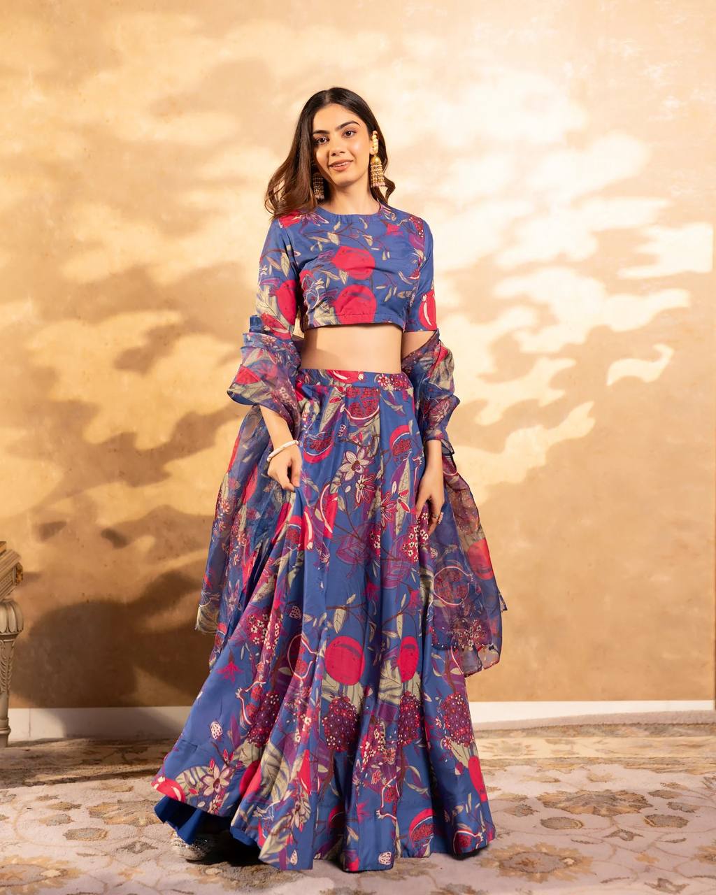 Women’s Heavy Airtex Chinon Digital Print Lehenga Set