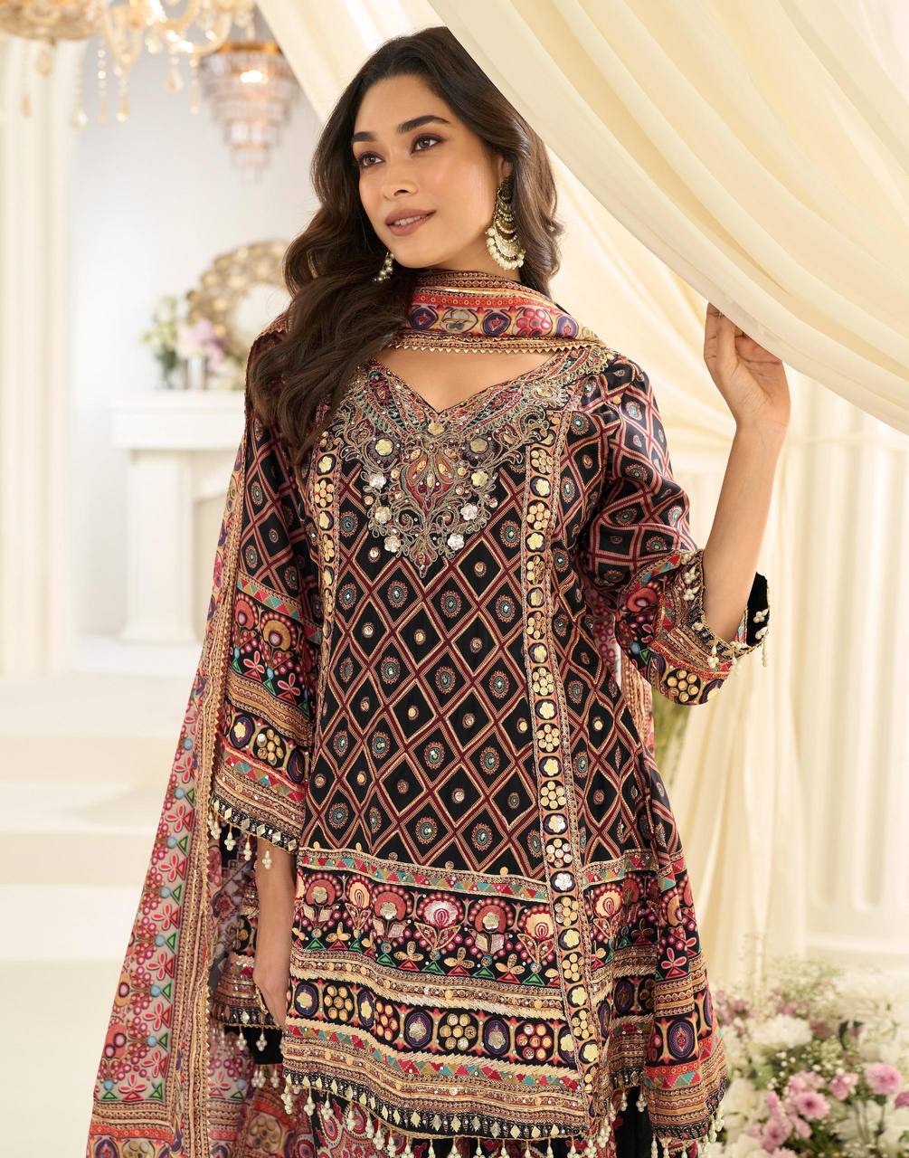 Women’s Premium Natural Crepe Silk Printed Palazzo Set