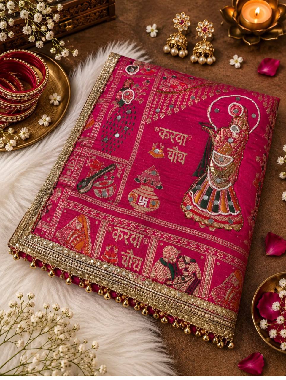 Women’s Premium Viscose Meena Karvachauth Saree