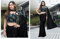 Women’s Black Crunchy Crush Embroidered Crop Top with Flared Bottom