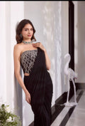 Women’s Elegant Draped Designer Saree with Embellished Blouse
