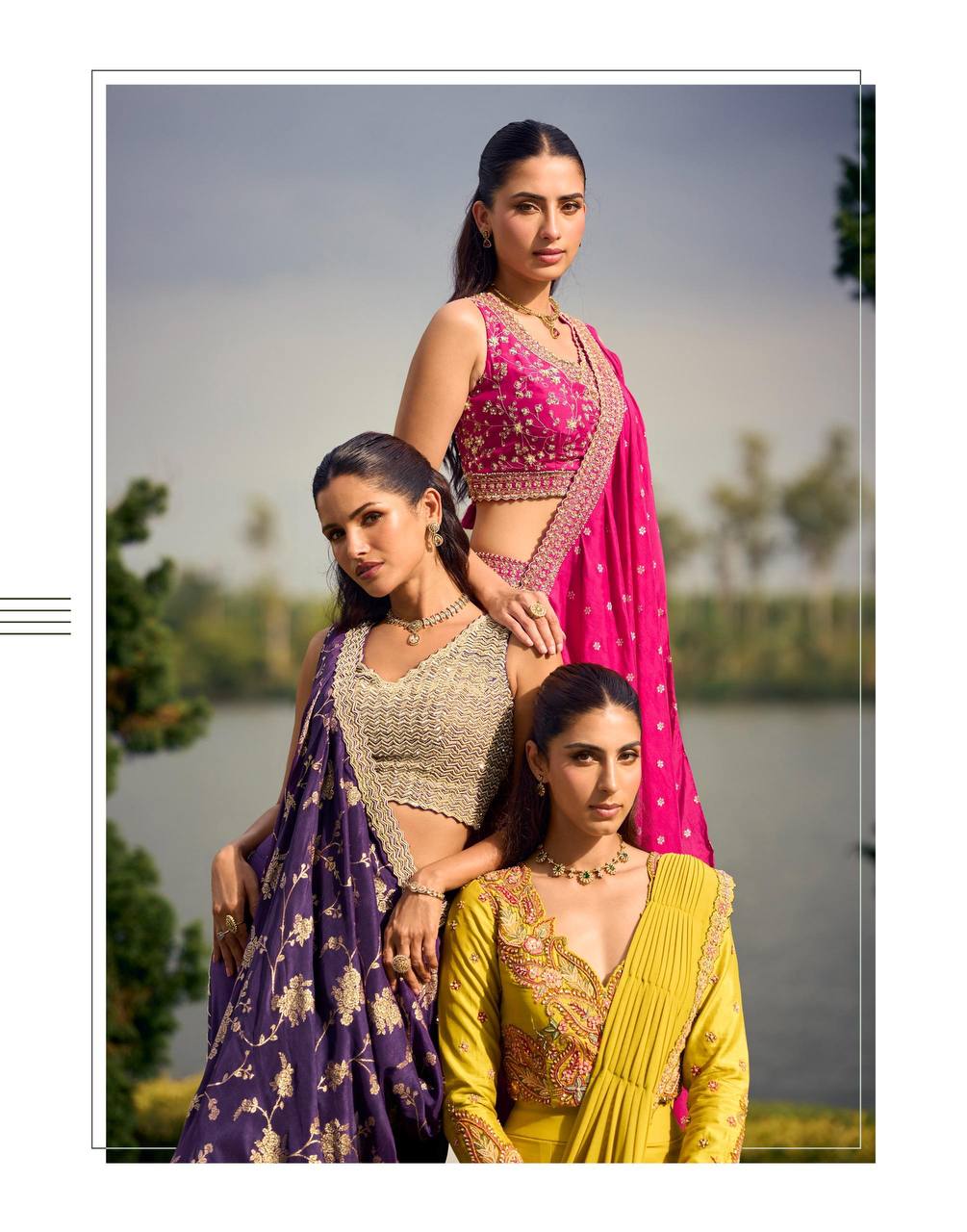 Women’s Embroidered Blouse Palazzo Set with Viscose Jacquard Dupatta