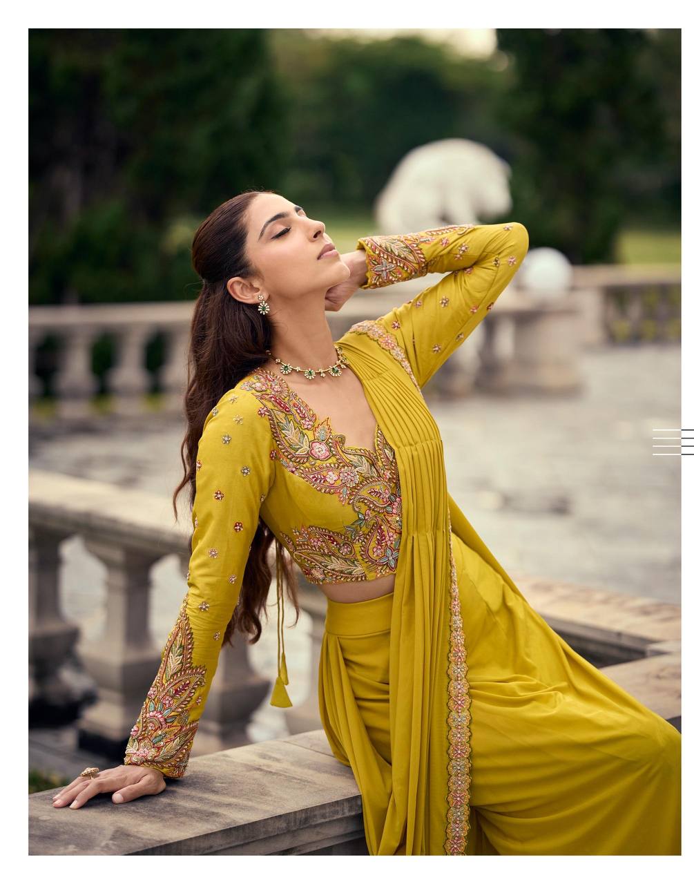 Women’s Embroidered Blouse Palazzo Set with Viscose Jacquard Dupatta