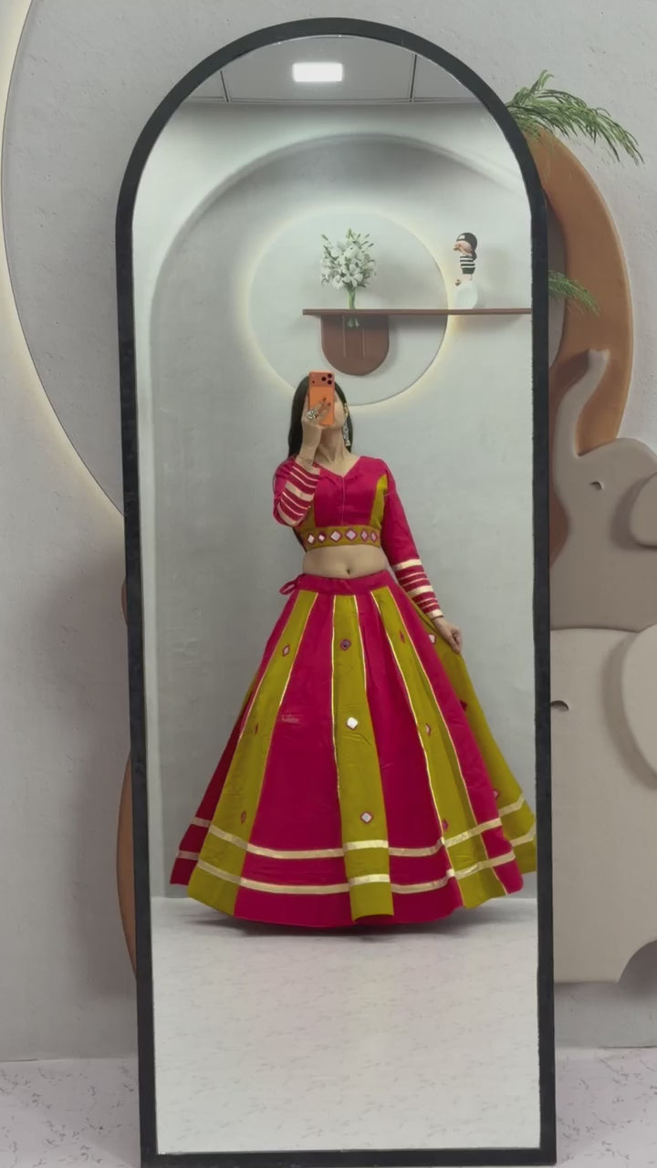 Women’s Navratri Special Roman Silk Lehenga Choli