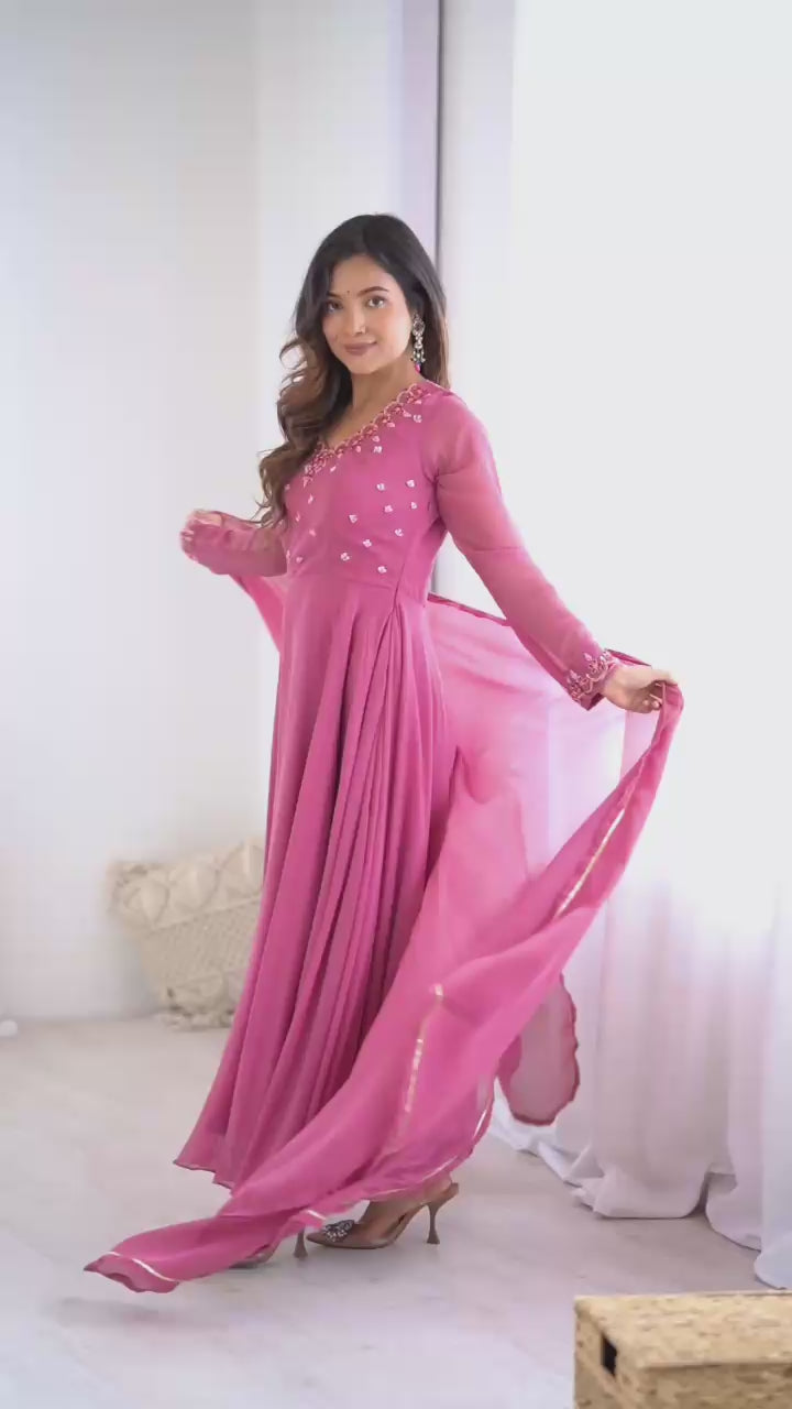 Women’s Faux Georgette Princess Gown Set