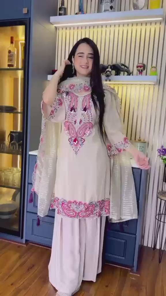 Women’s Heavy Georgette Embroidered Farshi Suit Set
