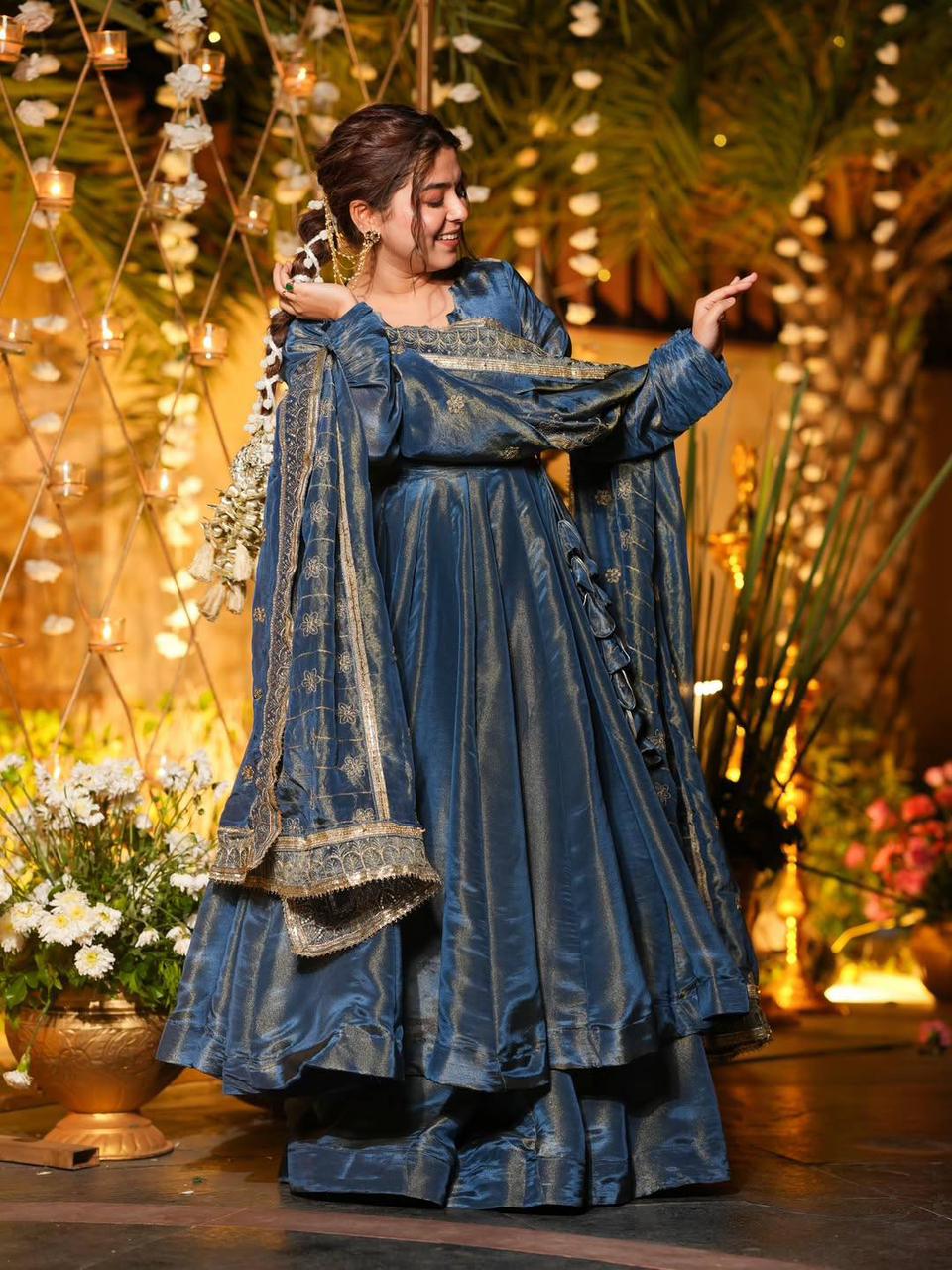 Blue Anarkali Silk Ethnic Wear suit set