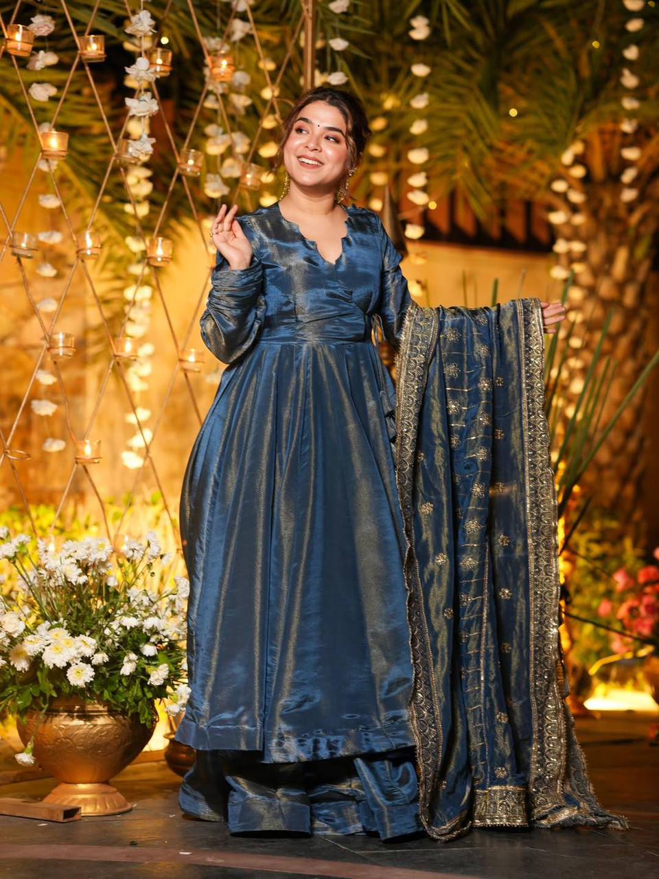 Blue Anarkali Silk Ethnic Wear suit set