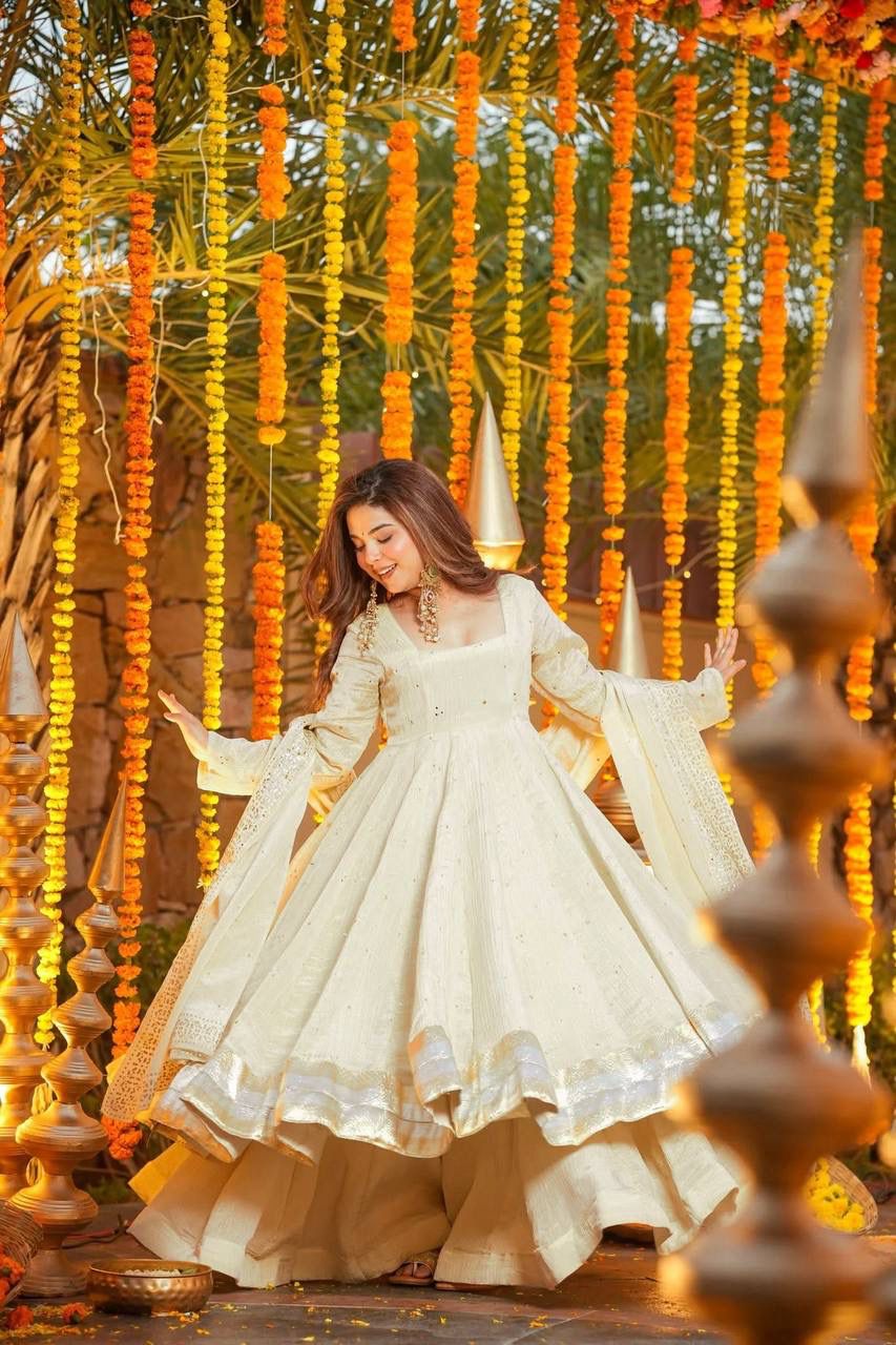 Designer Heavy Chinon Silk Gown with Plazzo