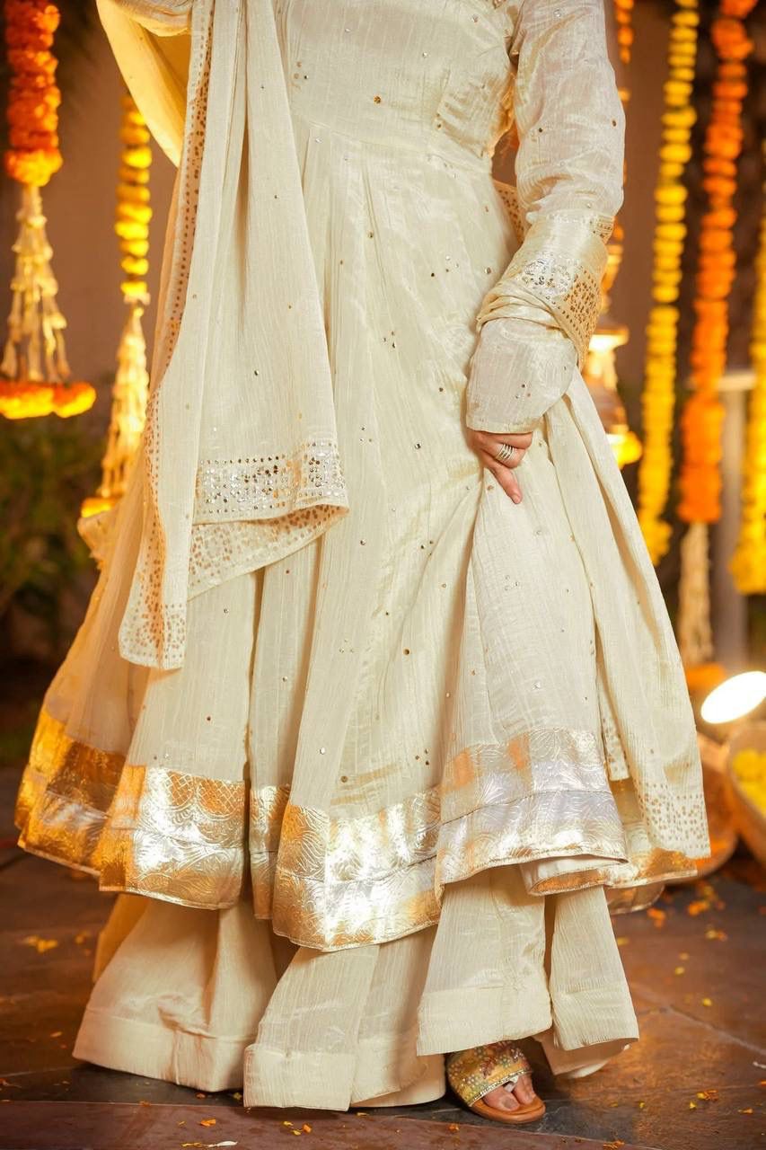 Designer Heavy Chinon Silk Gown with Plazzo