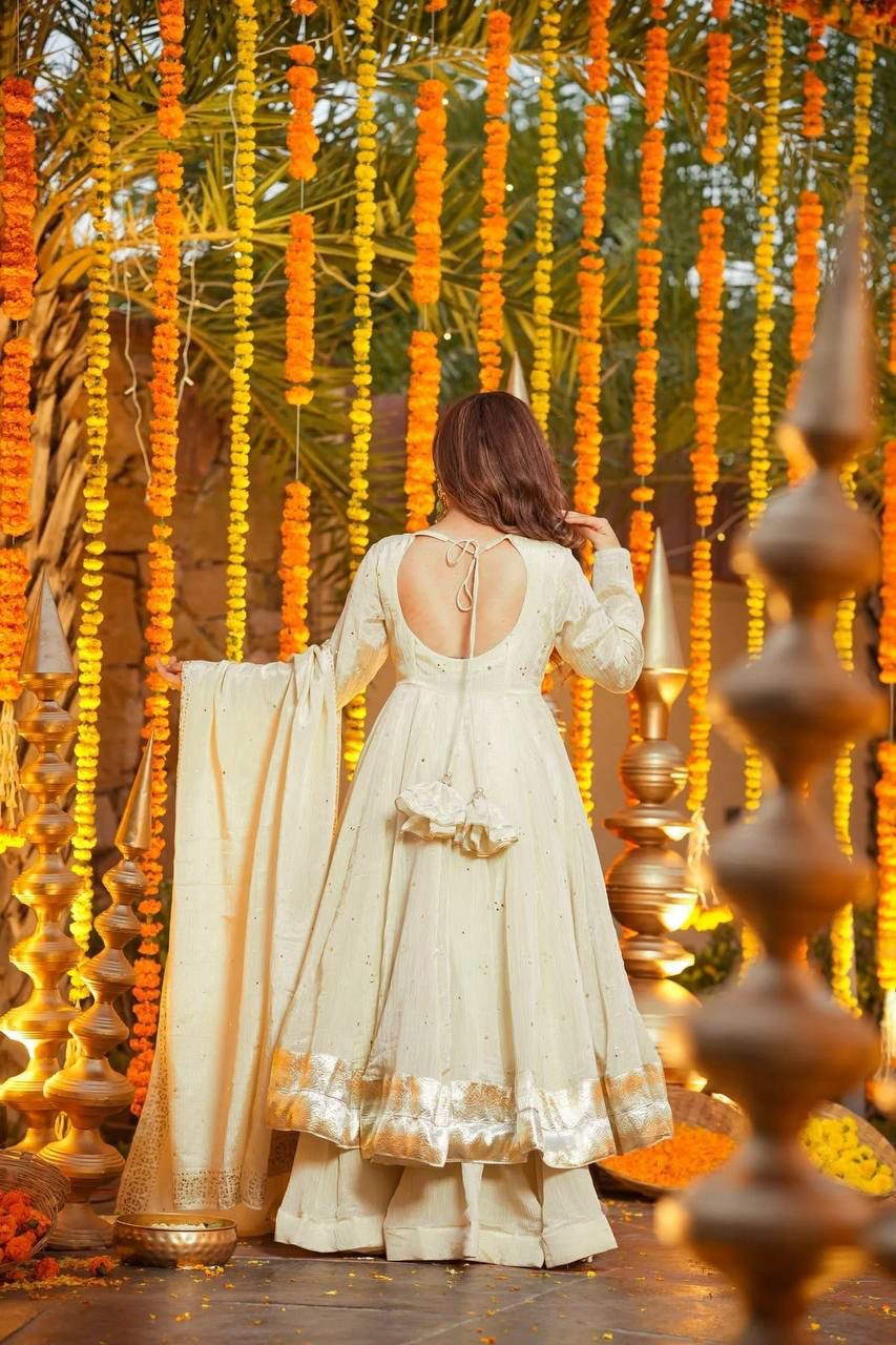 Designer Heavy Chinon Silk Gown with Plazzo