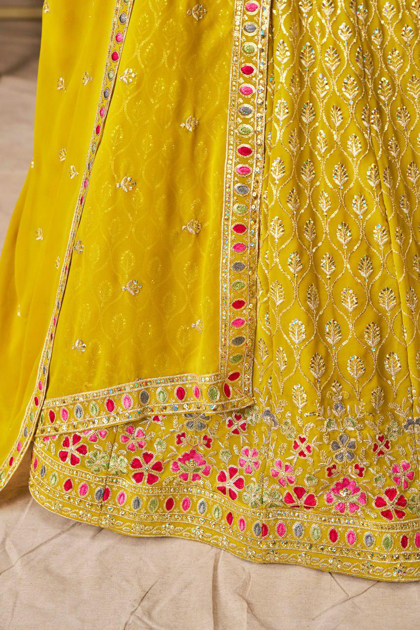 Semi-Stitched Embroidered Georgette Lehenga Set