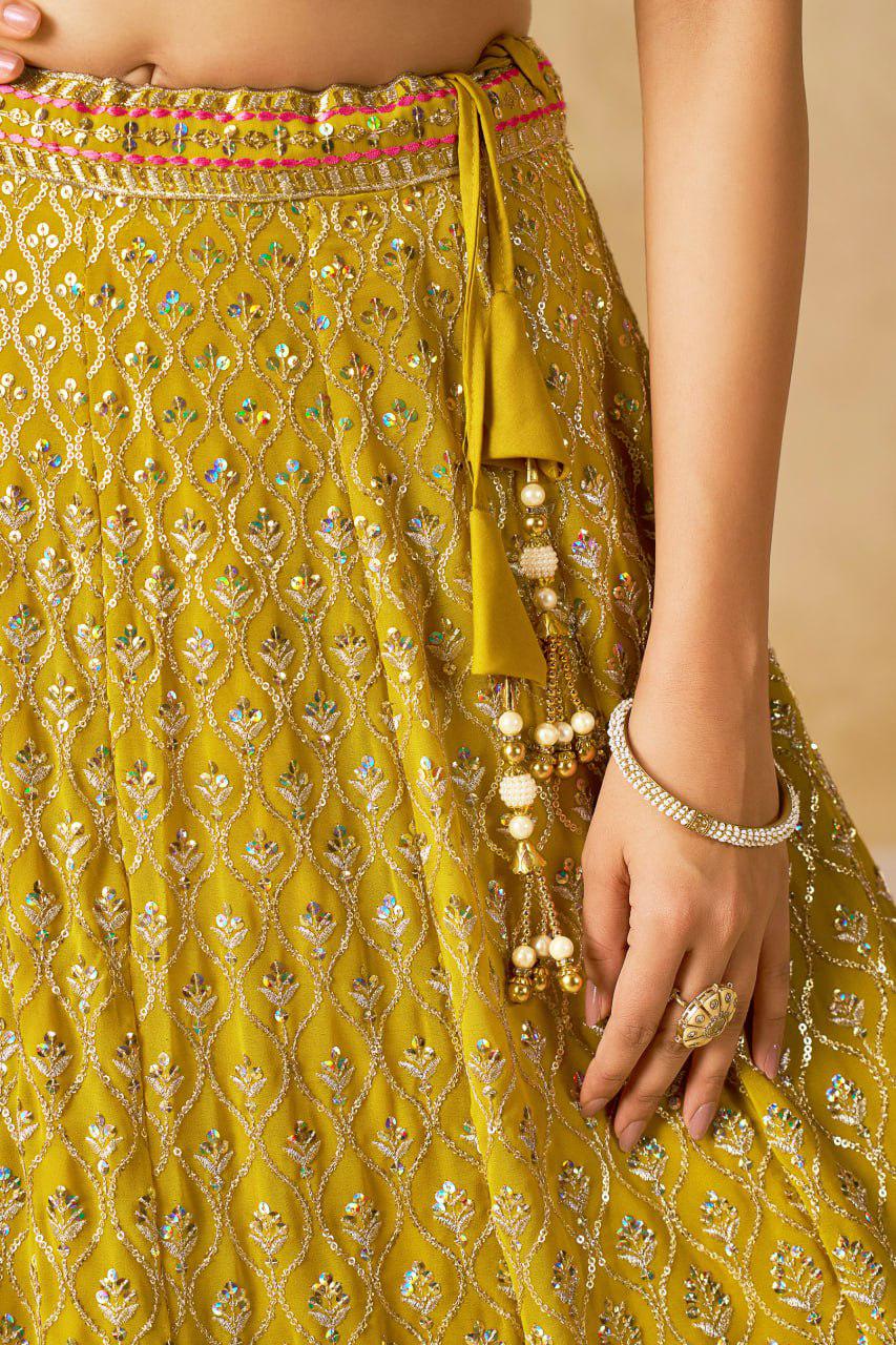 Semi-Stitched Embroidered Georgette Lehenga Set