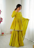 Embroidered Mal Chanderi Sharara Set